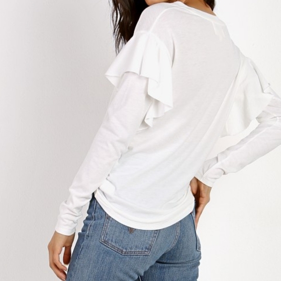 Nation LTD Gray Long Sleeve Ruffle Tee - Picture 12 of 12